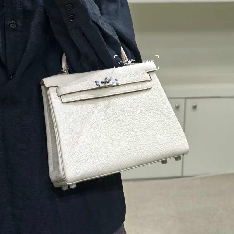HERMES Kelly 25 - 奶昔白銀 K-12