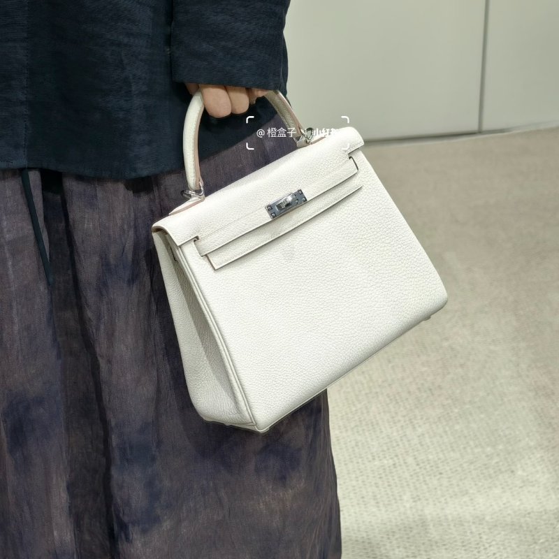 HERMES Kelly 25 - 奶昔白銀 K-13