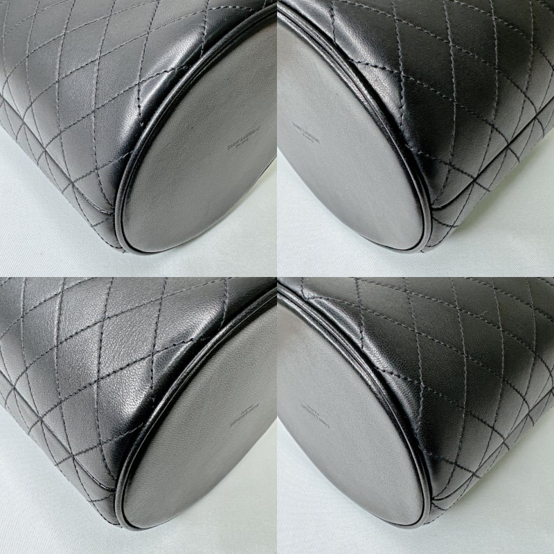 YSL Gaby Bucket黑金羊皮翻蓋水桶包-11