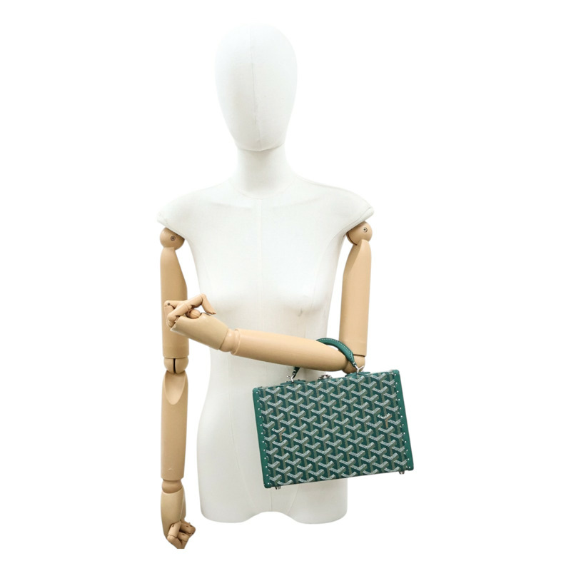 綠色 Goyardine帆布 牛皮 Grand Hotel Trunk 旅行箱包 兩用包【GOYARD 高雅德 】 GHOTELPMLTY09CL09P-13