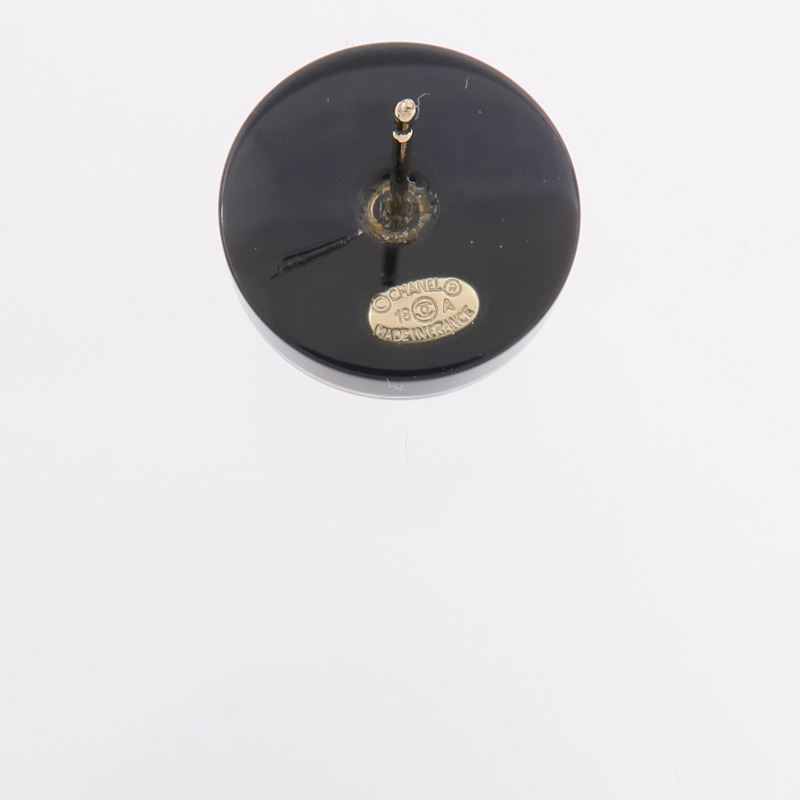 CHANEL 金屬/樹脂CC Blue Round Button Stud Earrings耳環-5