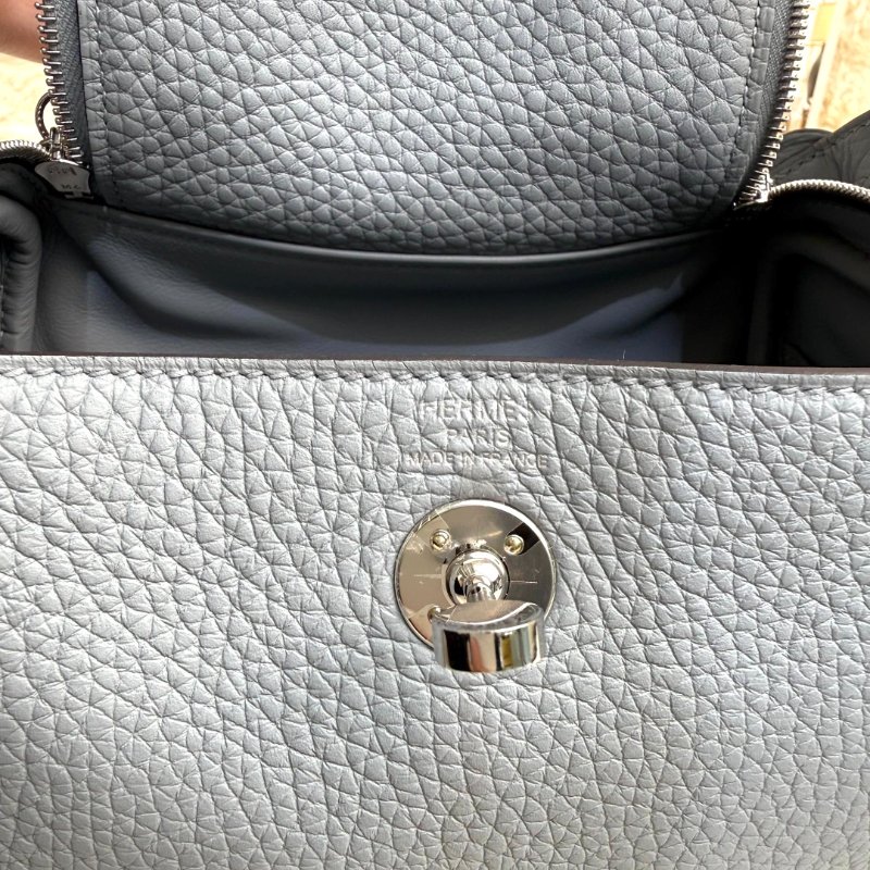 Hermès Mini Lindy II 迷你雙色手提包 P0木偶灰-6