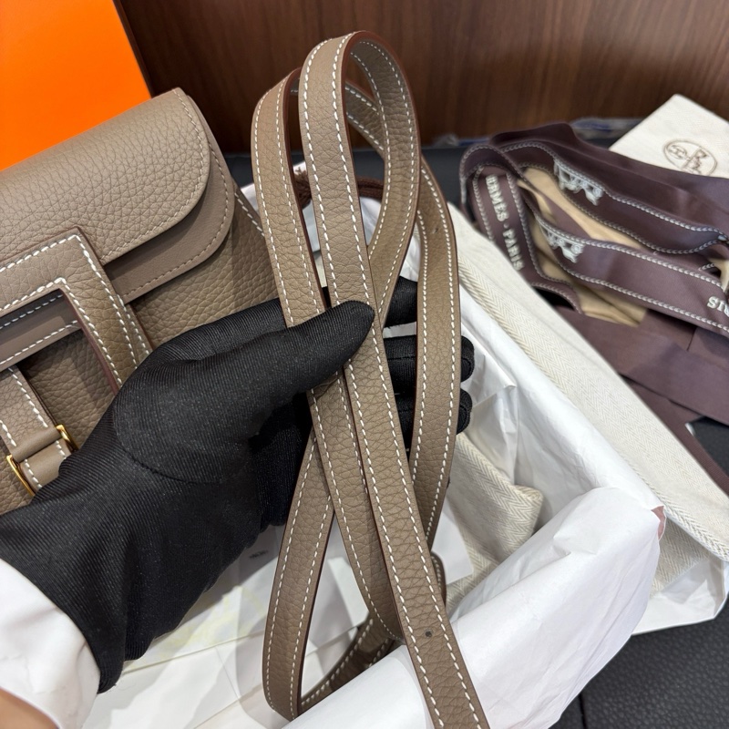 🆕全新Hermes愛馬仕 halzan 25哈喇子25大象灰 金扣G刻手提包單肩包斜挎包 附件：購票 塵袋。-8