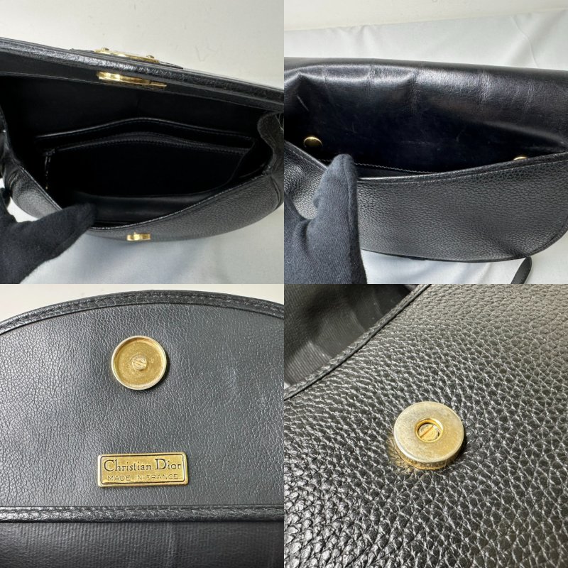 DIOR 黑色粒面皮革斜背包-5