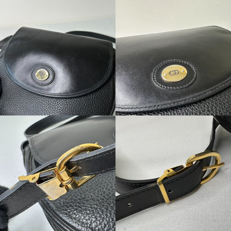 DIOR 黑色粒面皮革斜背包-6
