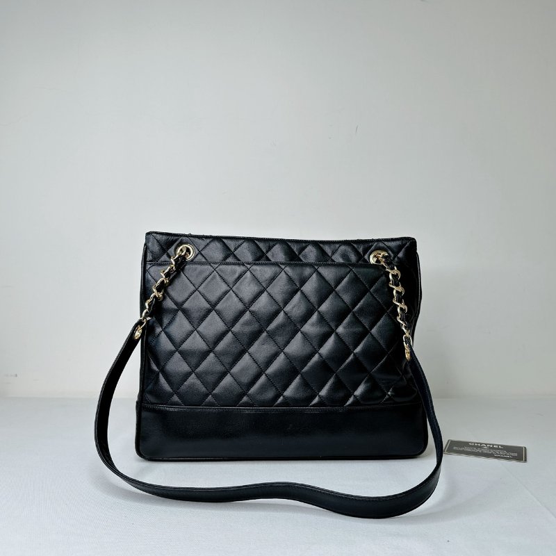CHANEL Vintage黑羊菱格金球托特包-1