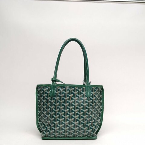 GOYARD Anjou雙面購物袋Mini綠色PVC銀扣肩背包