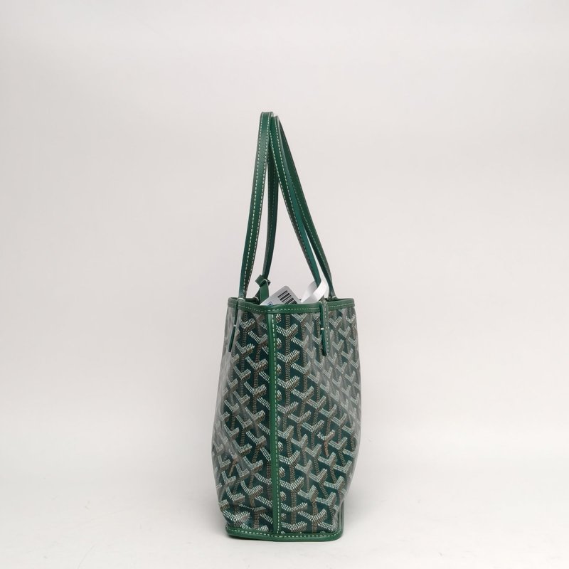 GOYARD Anjou雙面購物袋Mini綠色PVC銀扣肩背包-1