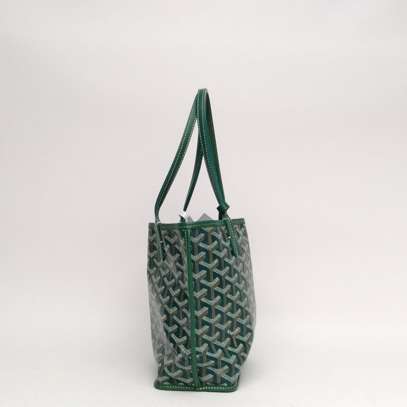 GOYARD Anjou雙面購物袋Mini綠色PVC銀扣肩背包-3