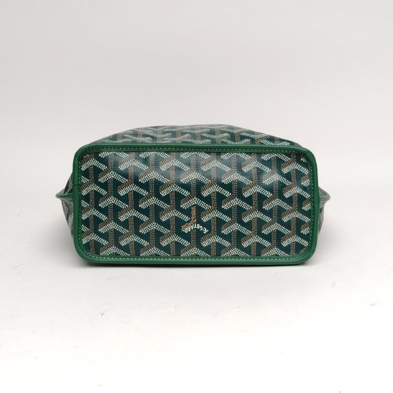 GOYARD Anjou雙面購物袋Mini綠色PVC銀扣肩背包-4
