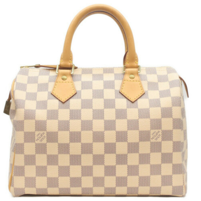 路易威登 N41534 Damier Azur Speedy Bandoulière 25 手提包，米色，金色五金，女士款-0