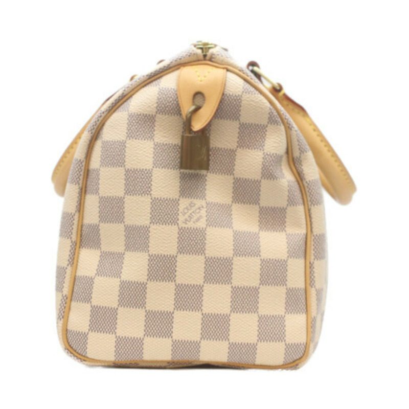路易威登 N41534 Damier Azur Speedy Bandoulière 25 手提包，米色，金色五金，女士款-3
