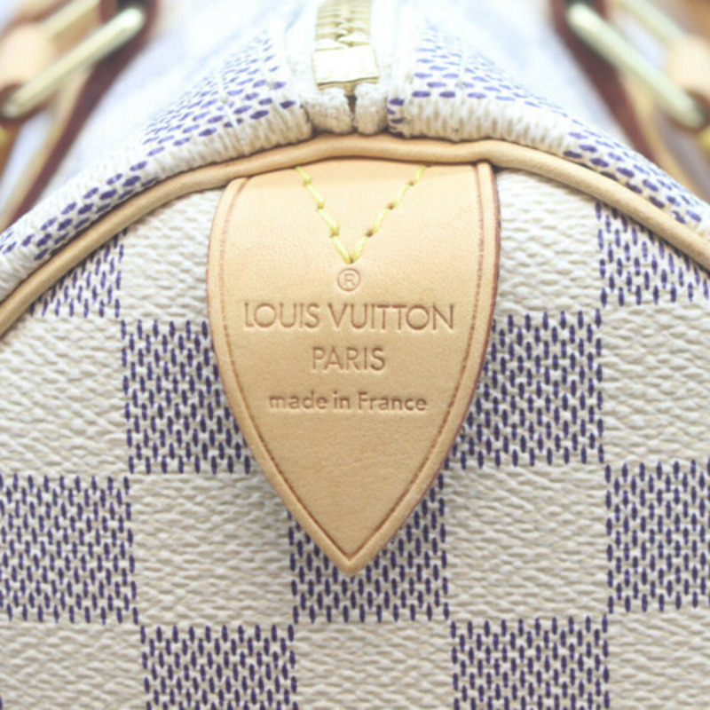 路易威登 N41534 Damier Azur Speedy Bandoulière 25 手提包，米色，金色五金，女士款-6
