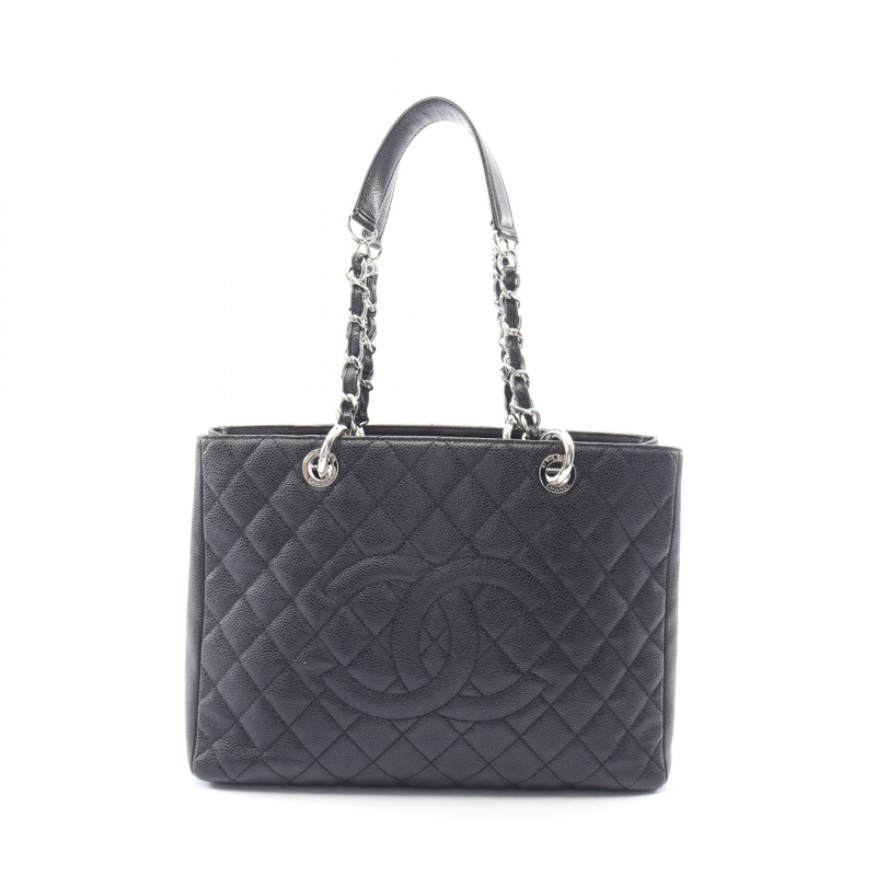 香奈兒 (CHANEL) Matelasse Grand Shopping GST 鏈條手提包 A50995 小牛皮 黑色 SHW-0