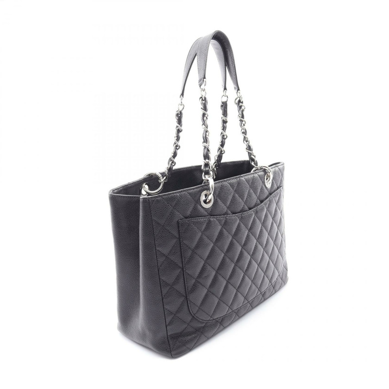 香奈兒 (CHANEL) Matelasse Grand Shopping GST 鏈條手提包 A50995 小牛皮 黑色 SHW-1