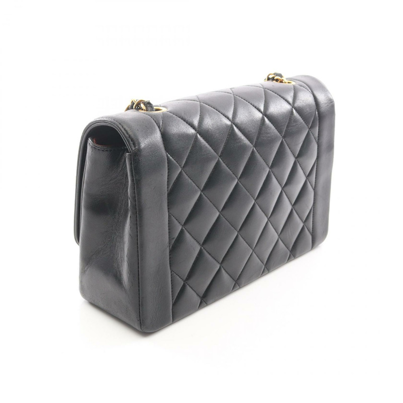 香奈兒 (CHANEL) 絎縫 Diana 翻蓋鏈條斜背包 A01165 羊皮 BK GHW-1
