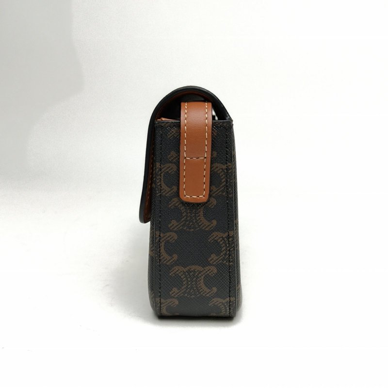 CELINE Triomphe凱旋門金屬鎖扣橫版肩背包老花金扣肩背包-1