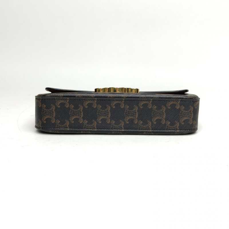 CELINE Triomphe凱旋門金屬鎖扣橫版肩背包老花金扣肩背包-4