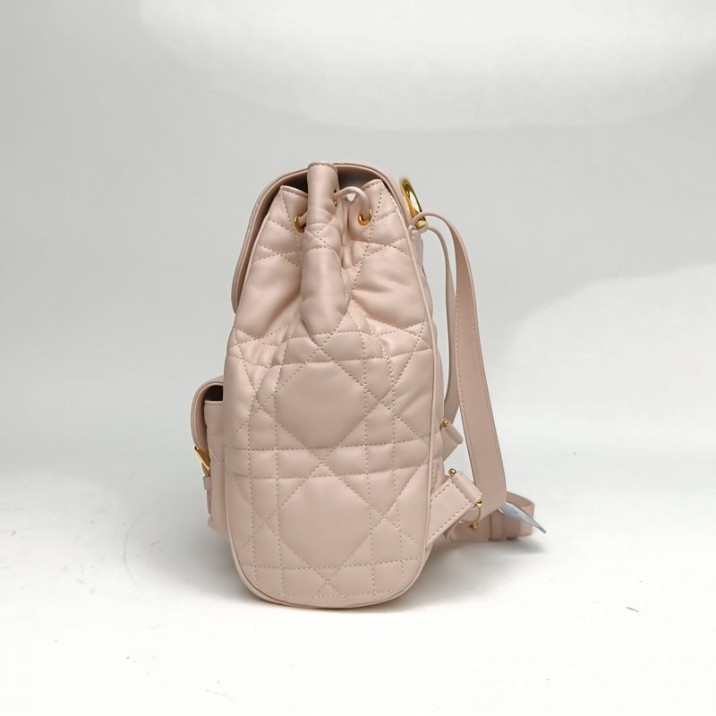 DIOR 粉色羊皮金扣早春系列Caro中號雙肩包肩背包-1
