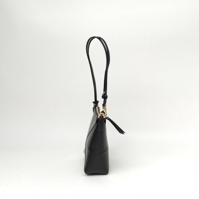 LOEWE 黑色牛皮金扣Puzzlefoldpouch單肩包肩背包-3