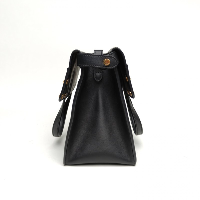 FENDI 黑色牛皮Flip老花logo折疊手提包肩背包-1