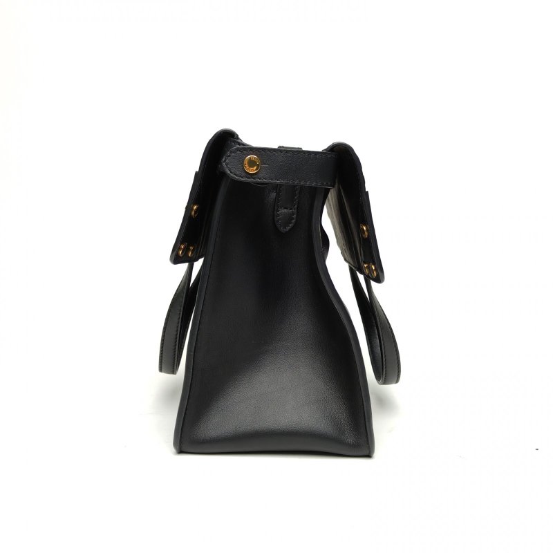 FENDI 黑色牛皮Flip老花logo折疊手提包肩背包-3