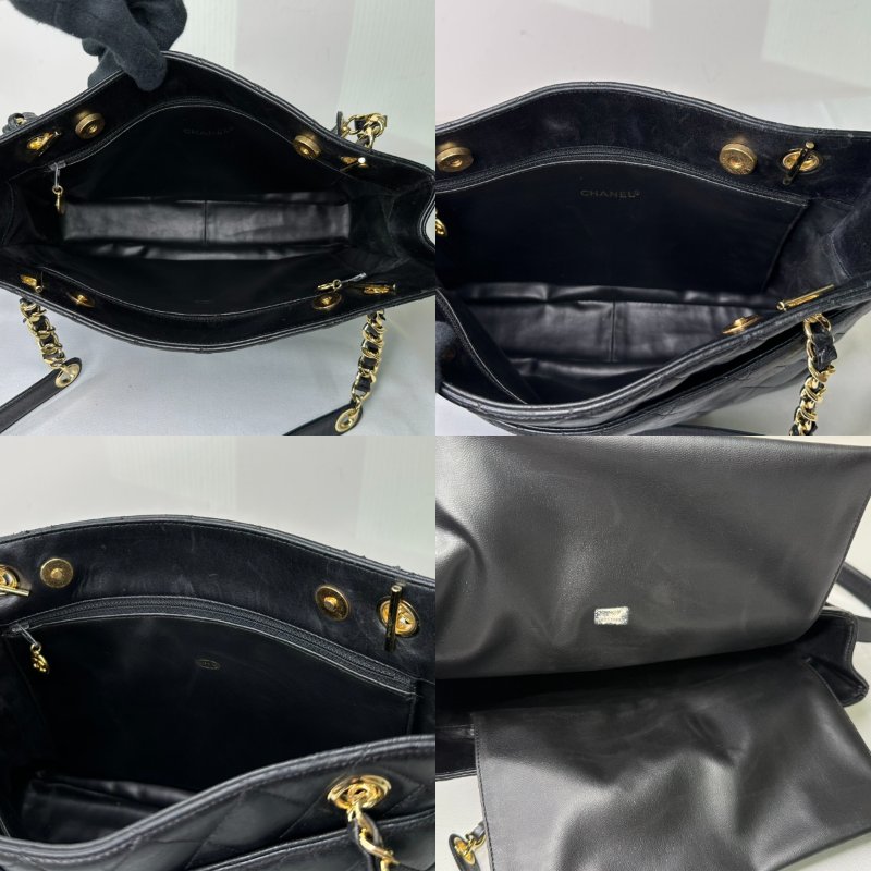 CHANEL 老香菱格紋金球托特包-4