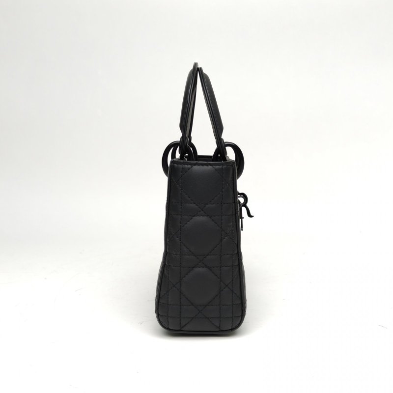 DIOR Lady戴妃包三格黑色牛皮磨砂扣2019肩背包-3