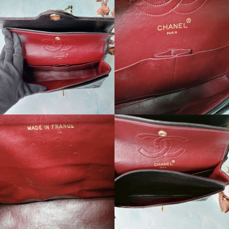 CHANEL Vintage黑金羊皮鏈帶包-6