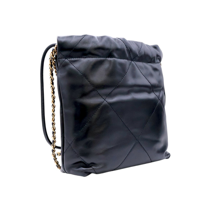 黑色牛皮 22 Mini 鍊帶 肩背包【CHANEL 香奈兒】 AS3980-1