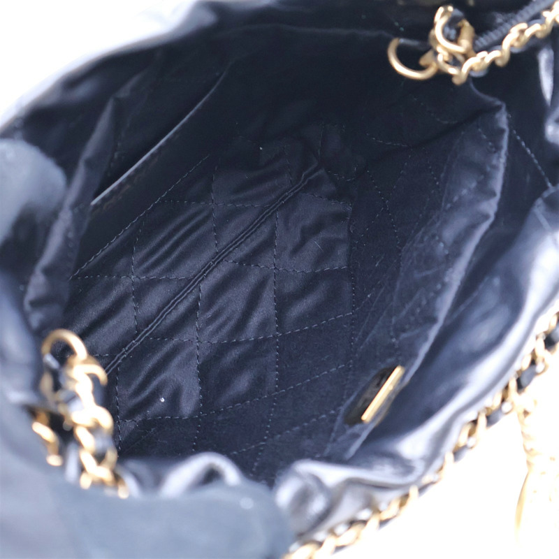 黑色牛皮 22 Mini 鍊帶 肩背包【CHANEL 香奈兒】 AS3980-2