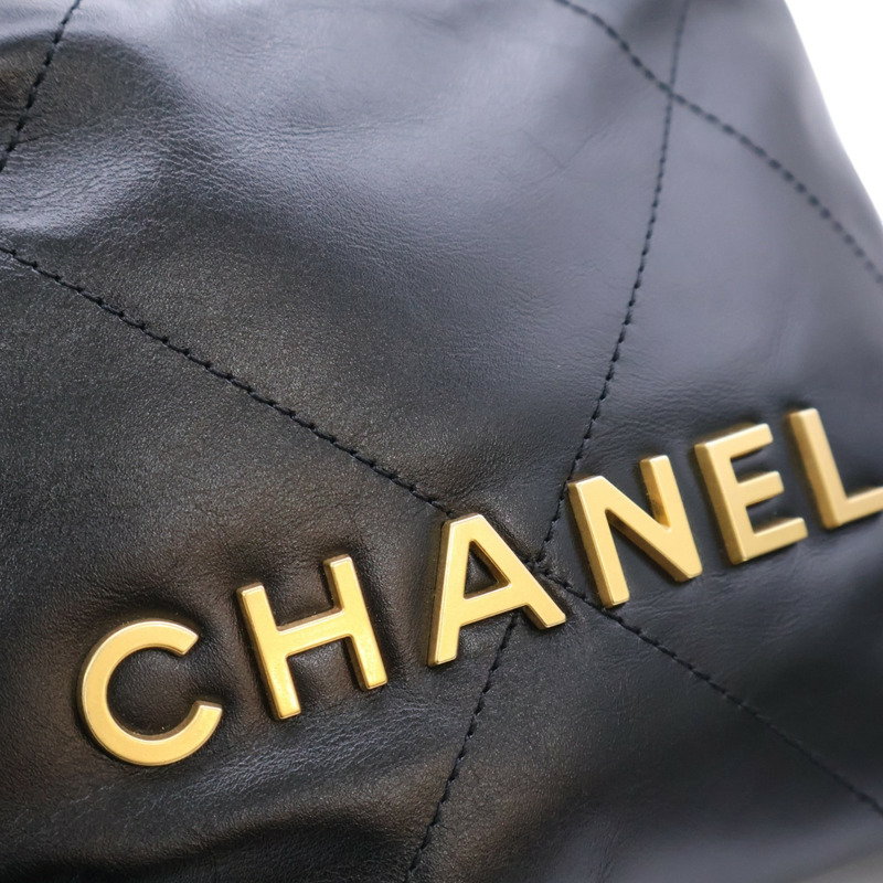 黑色牛皮 22 Mini 鍊帶 肩背包【CHANEL 香奈兒】 AS3980-3