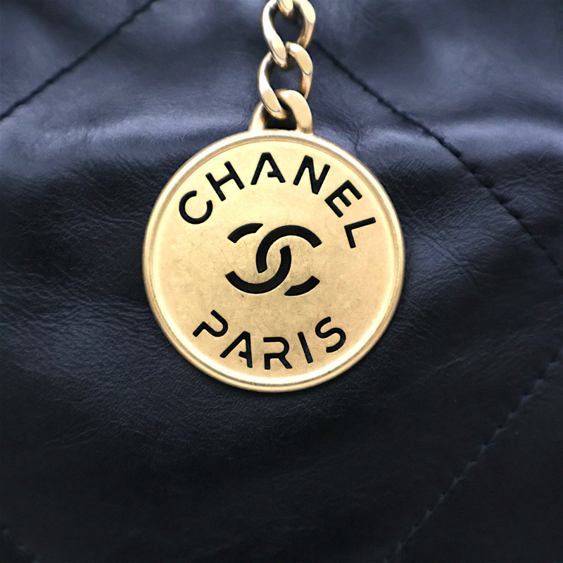 黑色牛皮 22 Mini 鍊帶 肩背包【CHANEL 香奈兒】 AS3980-4