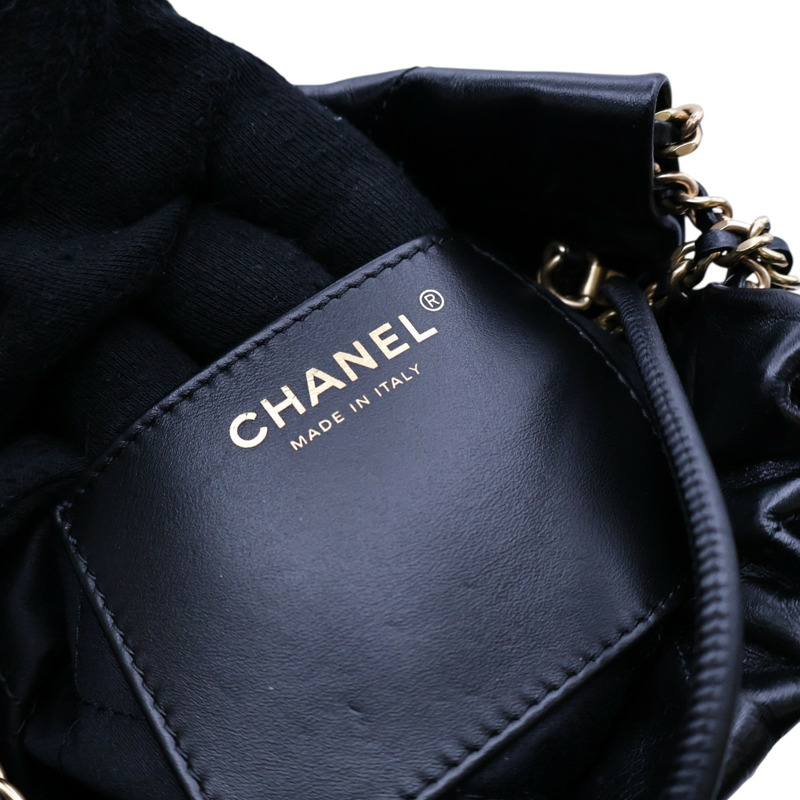 黑色牛皮 22 Mini 鍊帶 肩背包【CHANEL 香奈兒】 AS3980-5
