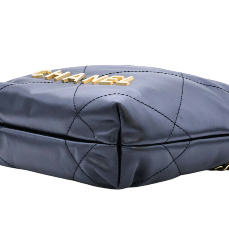 黑色牛皮 22 Mini 鍊帶 肩背包【CHANEL 香奈兒】 AS3980-9