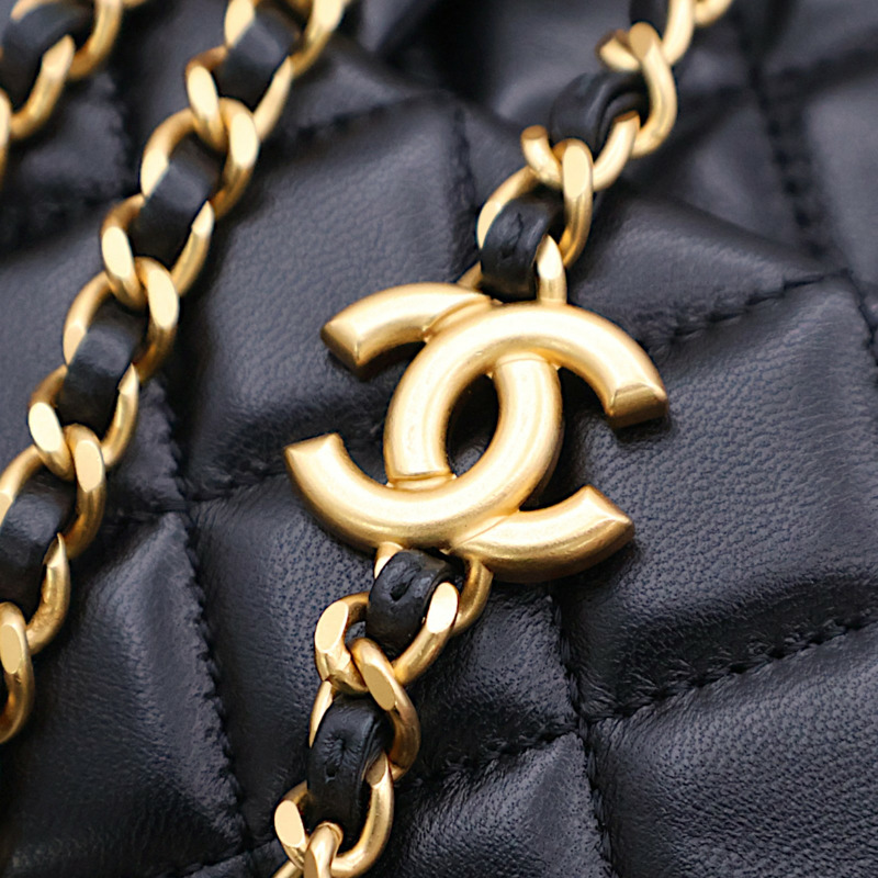 黑色 菱格紋 羊皮 COCO 20 鍊帶 肩背包【CHANEL 香奈兒】 AS3489-9
