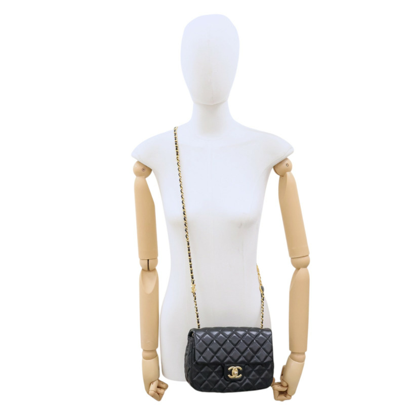 黑色 菱格紋 羊皮 COCO 20 鍊帶 肩背包【CHANEL 香奈兒】 AS3489-12