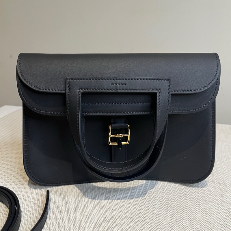 ✨閒置新Hermes/愛馬仕 halzan mini 哈喇子包手提包斜挎包 黑金K刻 附件：肩帶-1