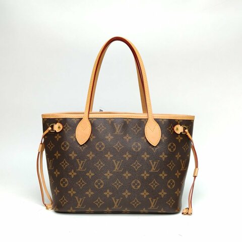 LOUIS VUITTON Neverfull小號玫紅內裏老花PVC金扣晶片肩背包