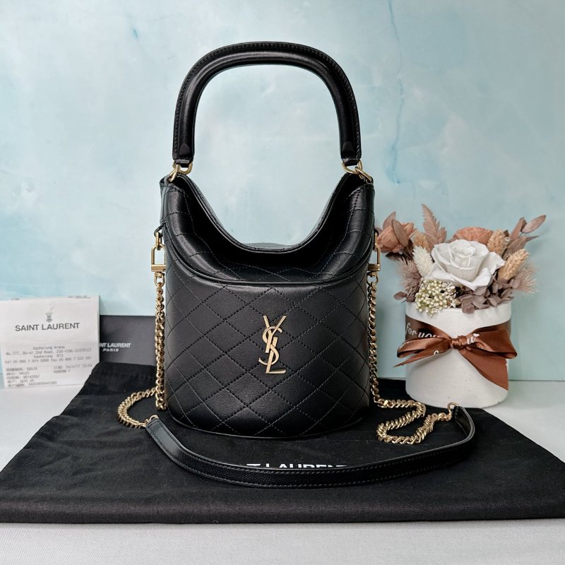 YSL Gaby Bucket黑金羊皮水桶包-0