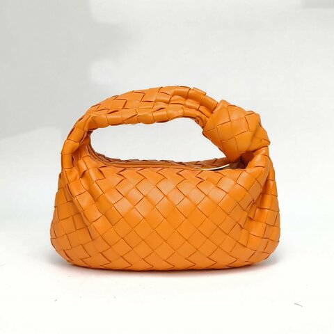 BOTTEGA VENETA Jodiemini橙色羊皮編織手提包肩背包
