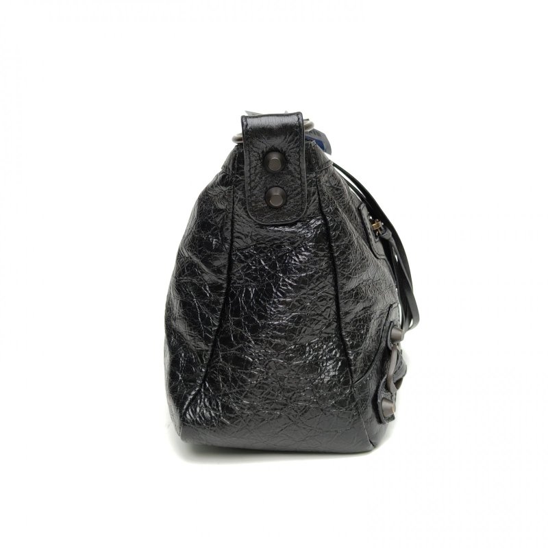 BALENCIAGA Lecitymoto小號黑色羊皮肩背包-3