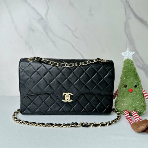 CHANEL Vintage黑金翻蓋鏈帶包