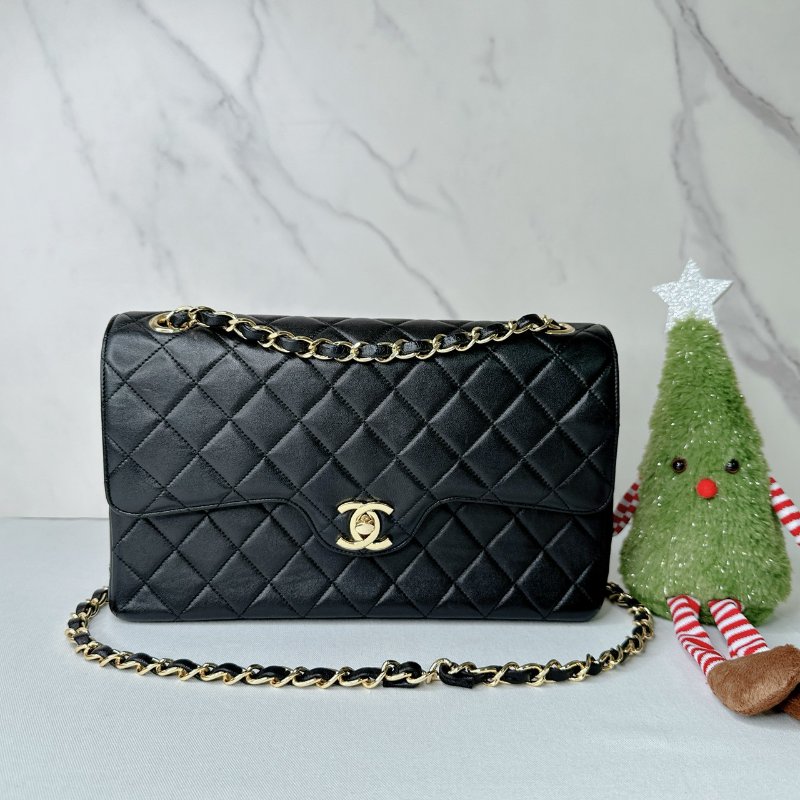 CHANEL Vintage黑金翻蓋鏈帶包-0