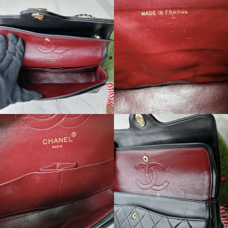 CHANEL Vintage黑金翻蓋鏈帶包-6