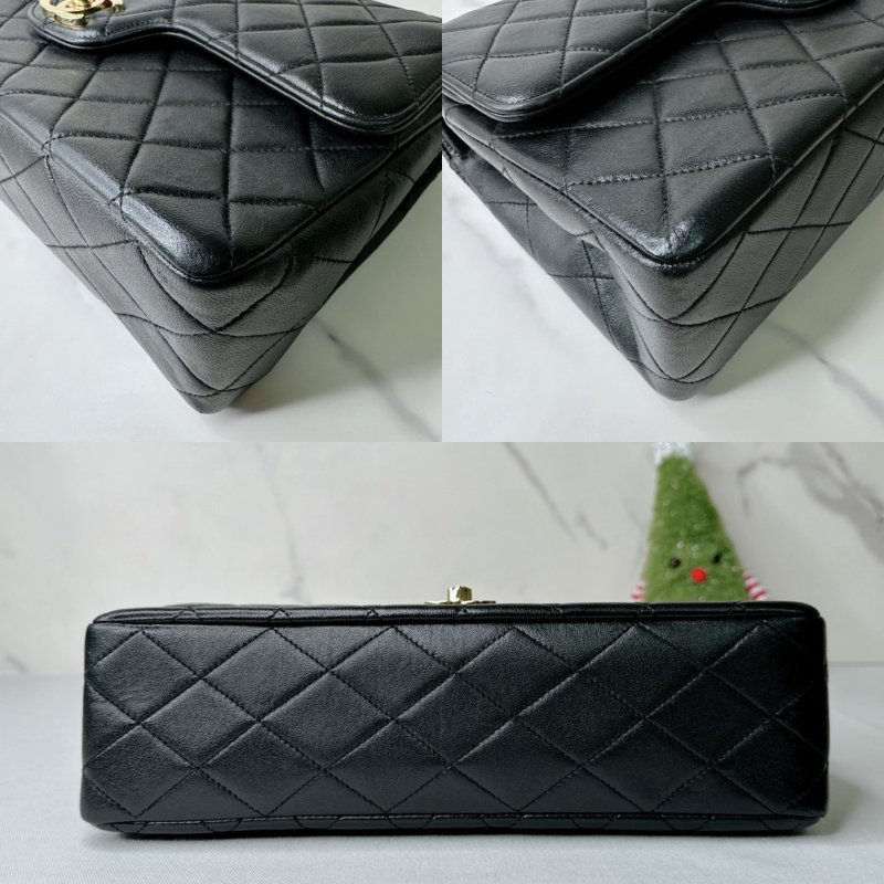 CHANEL Vintage黑金翻蓋鏈帶包-8