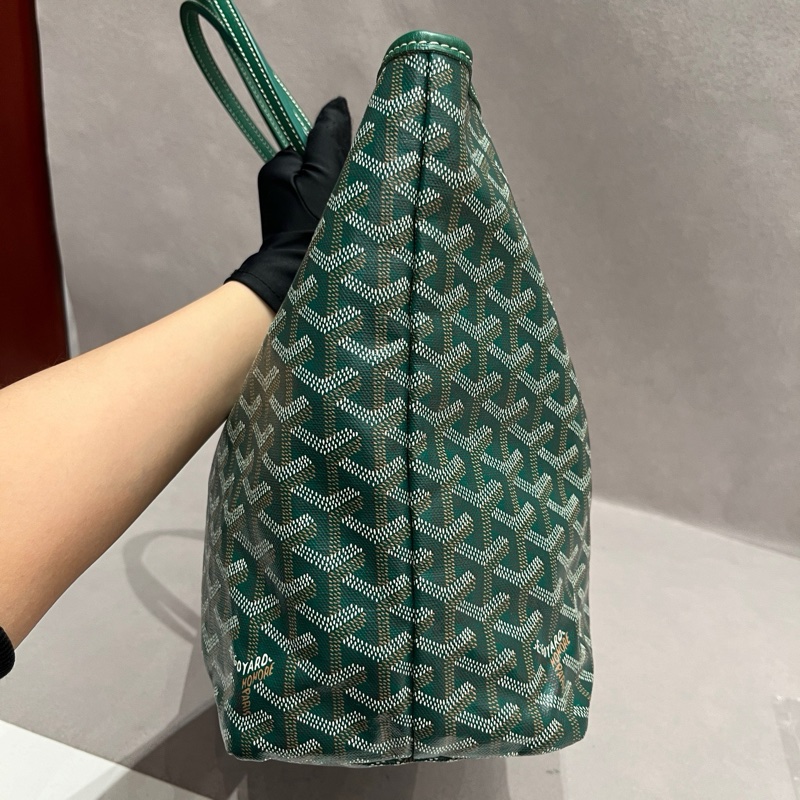 99新✨GOYARD戈雅 綠色托特子母包購物袋手提包單肩包 銀扣 小號18年-3