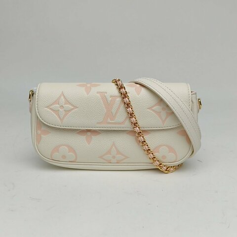 LOUIS VUITTON IVY鏈條腋下包乳白色牛皮金扣晶片肩背包