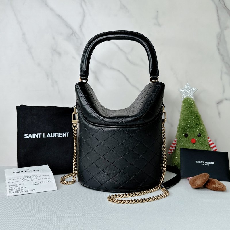 YSL Gaby Bucket黑金翻蓋水桶包-1