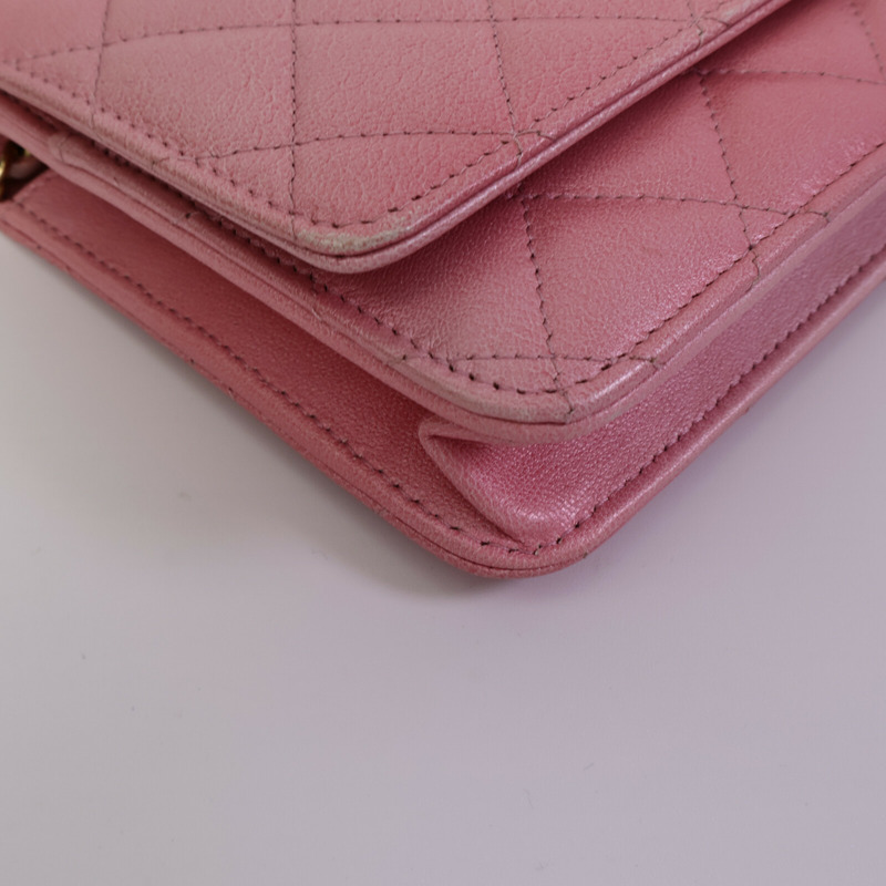CHANEL 牛皮皮革WOC Wallet On Chain鏈帶肩背袋-11